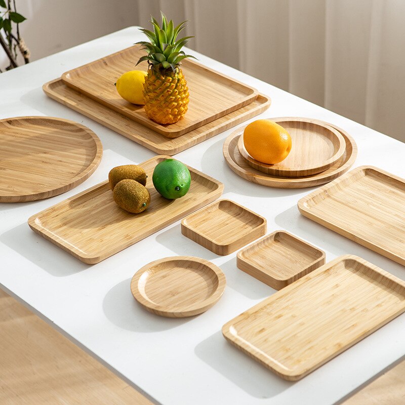 Bamboo Tray Home Restaurant Tea Set Tray Hotel Rectangular Refreshment Tray Simple Japanese Bamboo Fruit Tray Tea Tray