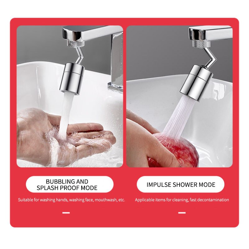 Universal Splash Filter Faucet 720° Rotate Spray Head Anti Splash Filter Faucet Movable Kitchen Tap Water Saving Nozzle Sprayer