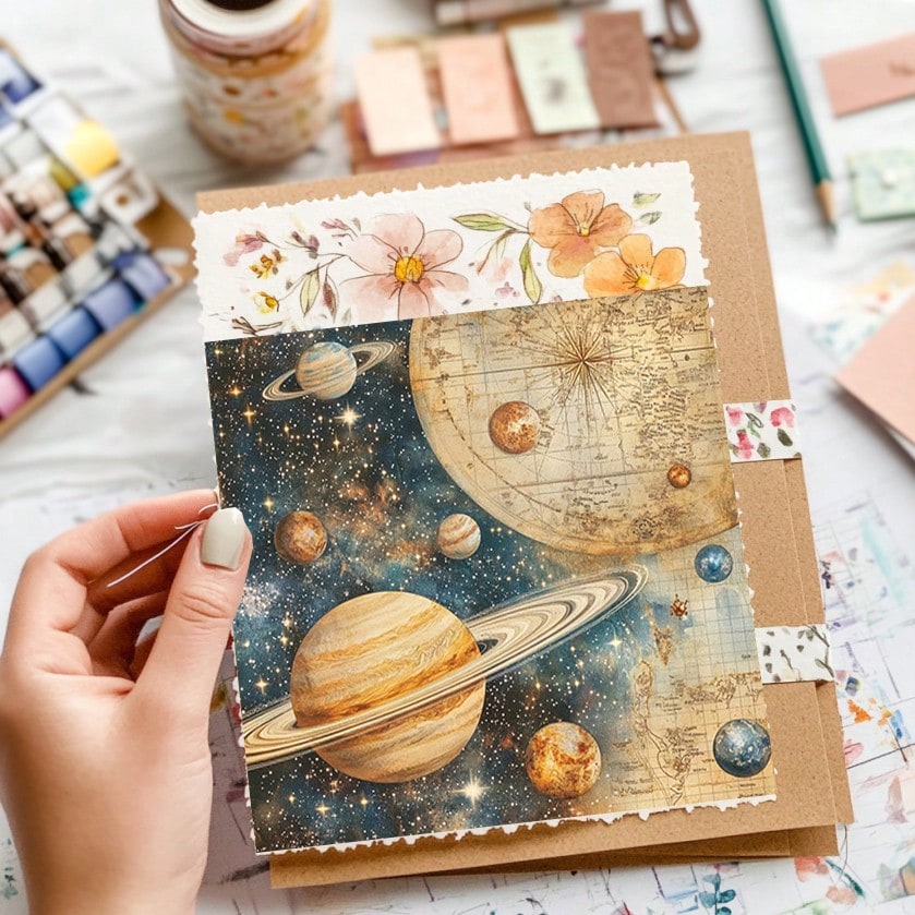 36 Sheets Starry Sky Scrapbook Paper Pack, Stationery Vintage Art Craft Pattern Scrapbooking Paper For Junk Journal Planner Card