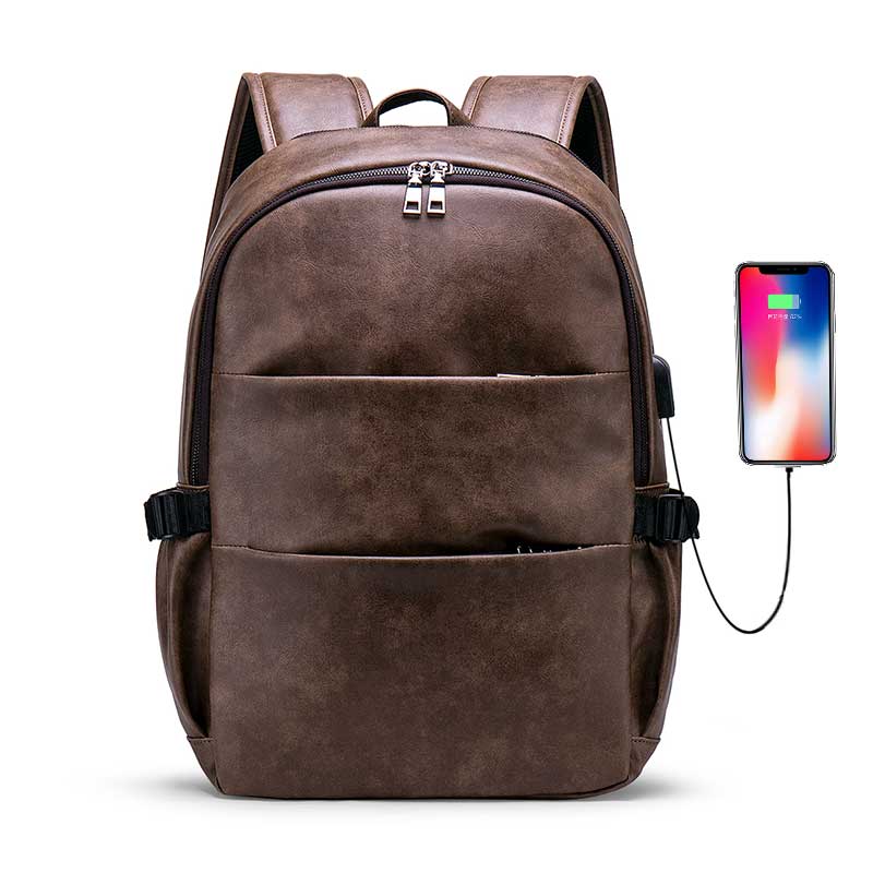 Anti Theft Men Backpack with Shoe Pocket Male Laptop Backpack PU Leather Black Travel Backpack Waterproof Travel Bag for Men: 8