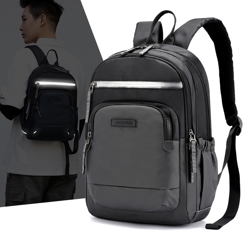 Män kvinnor nylon ryggsäck daypack reflekterande rand resväska manlig kvinnlig skolbok väska ryggsäck ryggsäck