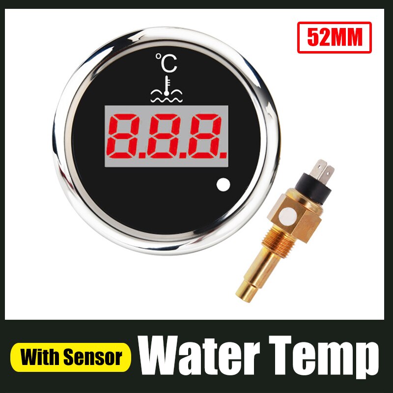 Digital 52mm Water Temp Gauge 40-120℃ With Water Temperature Sensor Sender M16*1.5 Water Temp Meter Indicator For Car Boat
