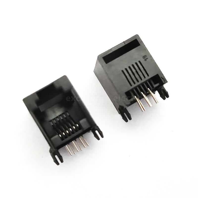 10 stk. sort  rj11 telefonstik 4 p 4c 6 p 2c 6 p 4c 6 p 6c stik vandret retvinklet krystalhoved hunstik: Lavendel