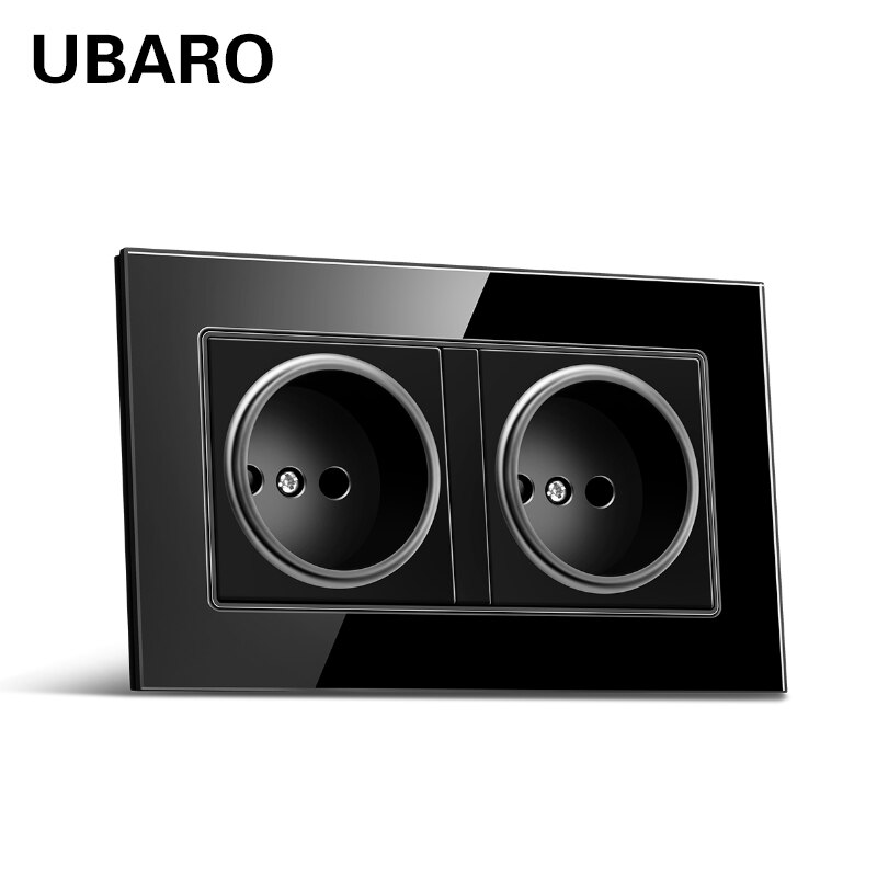 UBARO-Panel de cristal de lujo, enchufe de pared oculto eléctrico, tipo AC100-250V, 86, 16A: ES-146-B1