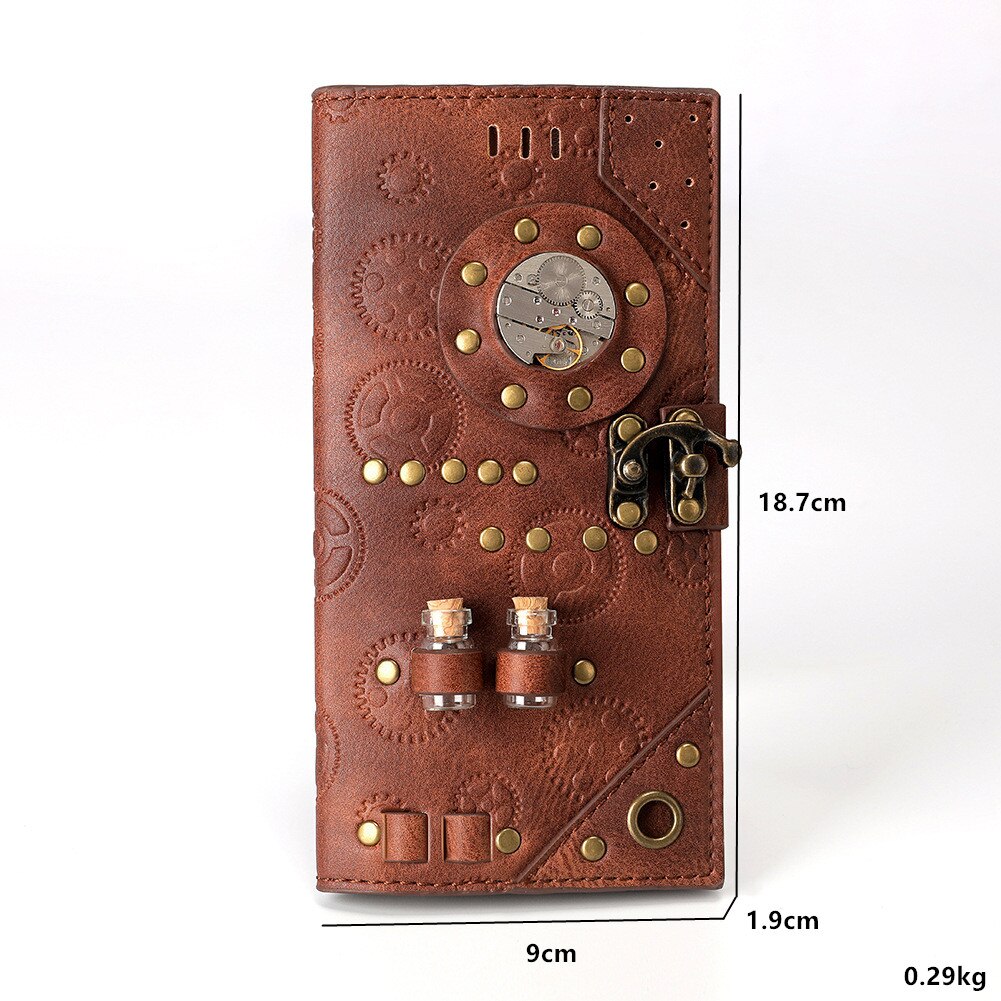 Cartera de mano Retro Steampunk para hombre y mujer, billetera larga de mano, monedero corto, tarjetero, Unisex, novedad de: A Long