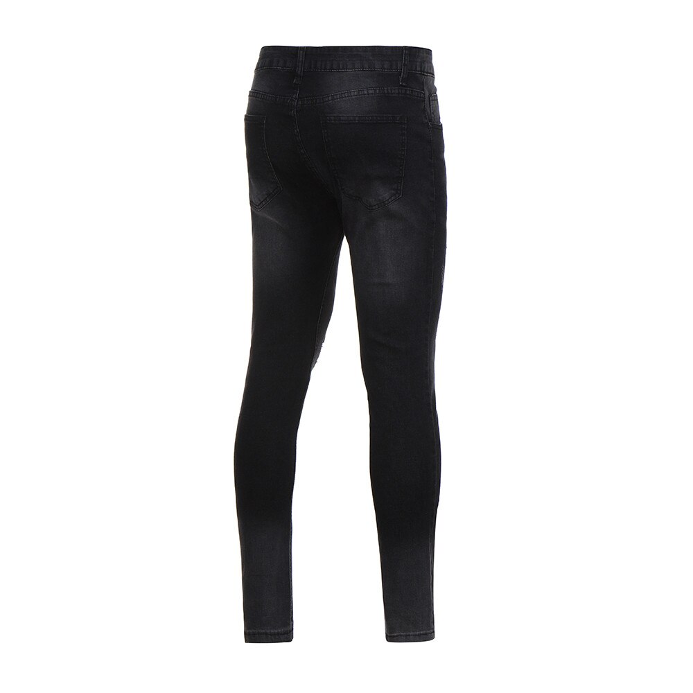 Mens Skinny Stretch Denim Pants Distressed Ripped Freyed Slim Fit Jeans Trousers Celana Jeans Pria Mens Jeans Vaqueros Hombre