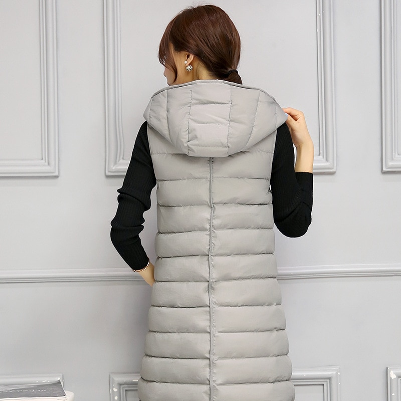 Efterår vinter dame vest lang ærmeløs frakke bomuld varm dame vest dame vest jakke  xz167