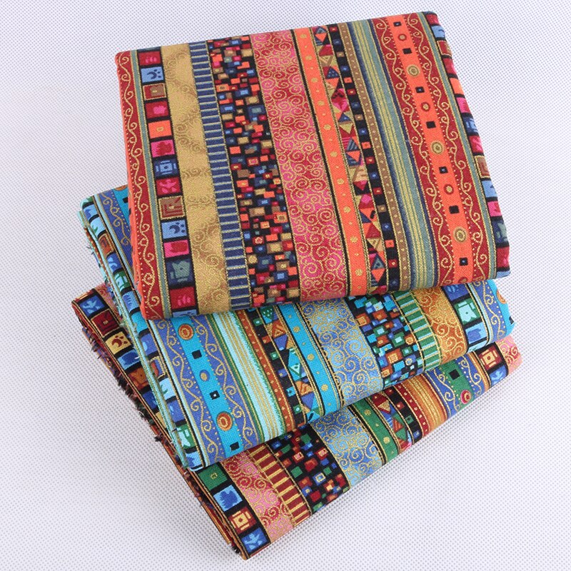 Nanchuang-tissu en lin de coton imprimé ethnique, pour décoration, literie, canapé, coussin, nappe, 45x45cm, 3 pièces