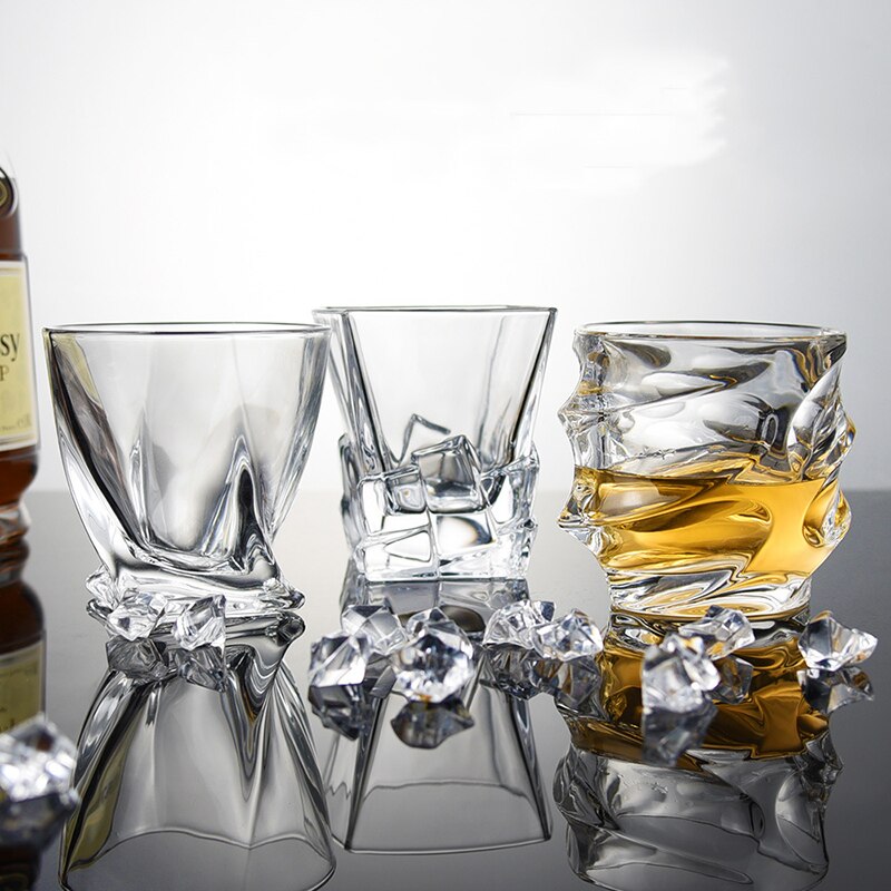 Vasos gruesos de para Bar, vasos de cristal irregulares cilíndricos con fondo de cristal para whisky, Brandy, vaso de vino exterior