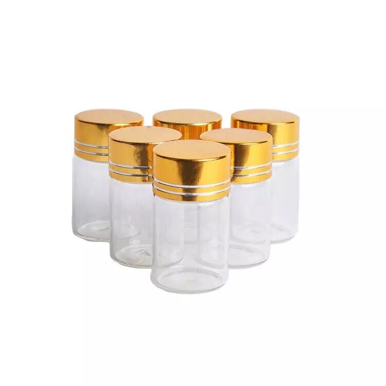 Bouteilles en verre avec bouchon en aluminium or/argent, 5/6/7/8/10/12/15/20/25ml, 20 pièces