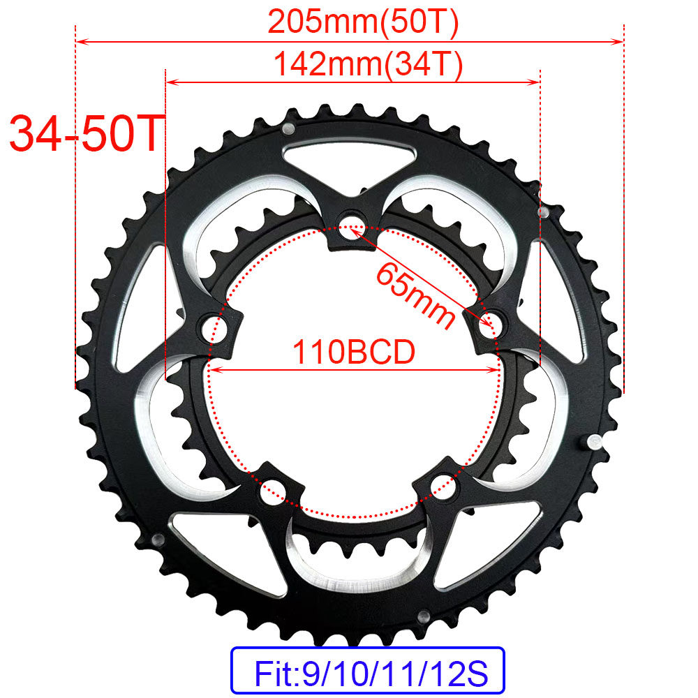 110BCD 50T 34T Ster voor SRAM FSA Kettingblad Road Fiets Kettingwiel 110mm Kroon Dubbel Kettingblad 9/10/11/12 S Tandwiel Fietsonderdelen
