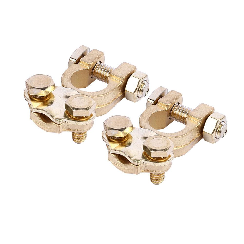 Car Battery Terminals Clamps Pair Screw Connection Positive Negative Brass