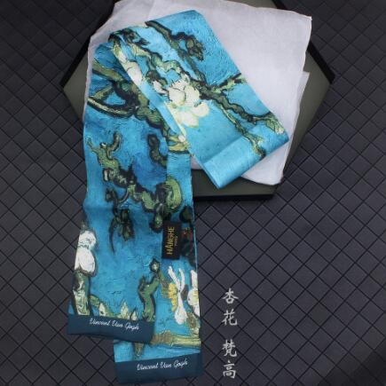 9X120Cm Van Gogh Olieverf Multifunctionele Tas Sjaals Skinny Sjaals Zijden Sjaal Vrouwen hoofd Sjaal Pols Handdoek: Design 11