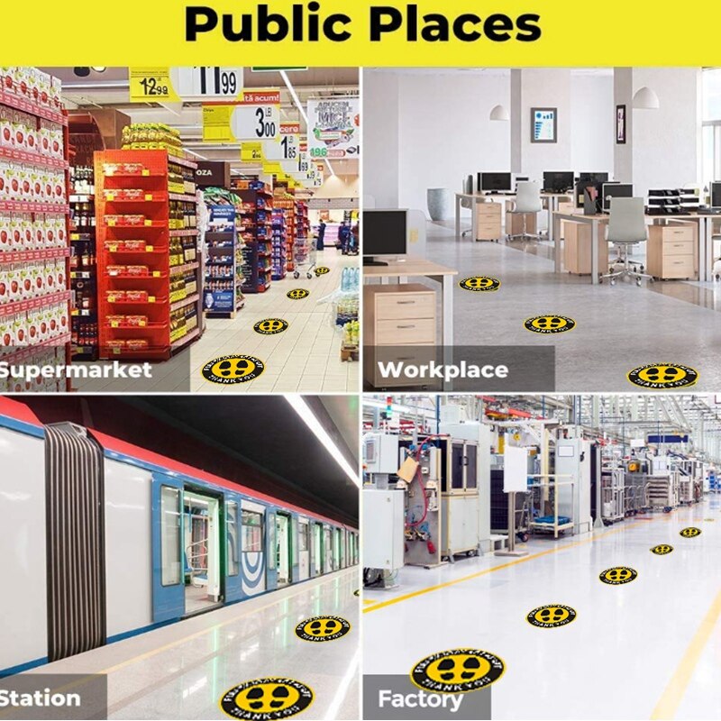 Floor Stickers Large Size 11Inch Maintain 6 Feet Distance Safety Floor Marker Public Places,Waterproof,10 Pack