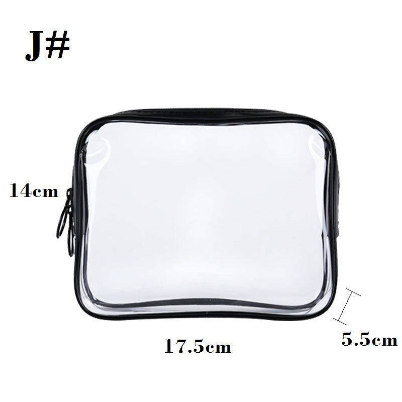 Sac cosmétique Transparent variétés tailles fille sacs de maquillage poche à glissière claire; grand, moyen, petit, Mini; cercle, carré,: J