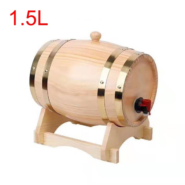 GOALONE 1,5/3L barril de madera Vintage equipo de elaboración de cerveza de roble Mini Keg Home, grifo para barril de cerveza, dispensador Para Ron Pot Whisky vino: 1.5L Wood color