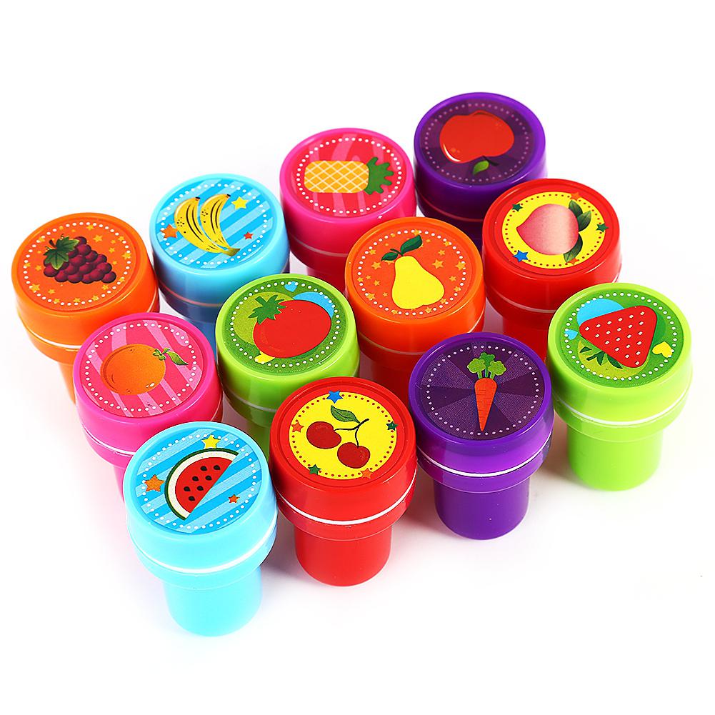 16 Stks/partij Kinderen Speelgoed Postzegels Cartoon Dieren Fruit Kids Seal Voor Scrapbooking Fotoalbum Decor Stamper Diy Stamper Speelgoed Zxh