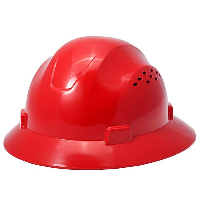 DARLINGWELL Full Brim Hard Hat Vented Safety Helmet Breathable Working Railway Metallurgy Mine Construction Cap: Red Safety Helmet