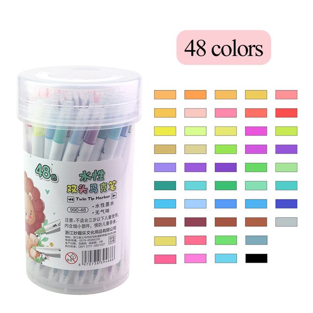 48/60/72/80/100/120 kolory profesjonalne podwójne głowy pędzle do akwareli Pen Art markery rysunek szkic Manga miękka szczotka Marker: 990-48colors