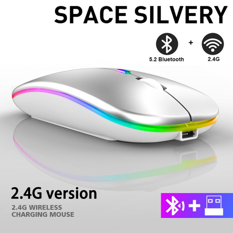 GTWIN RGB Bluetooth Mouse Rechargeable Wireless Mouse for Laptop iPad Macbook Computer Silent Mause LED Backlit Ergonomic Mice: SL1