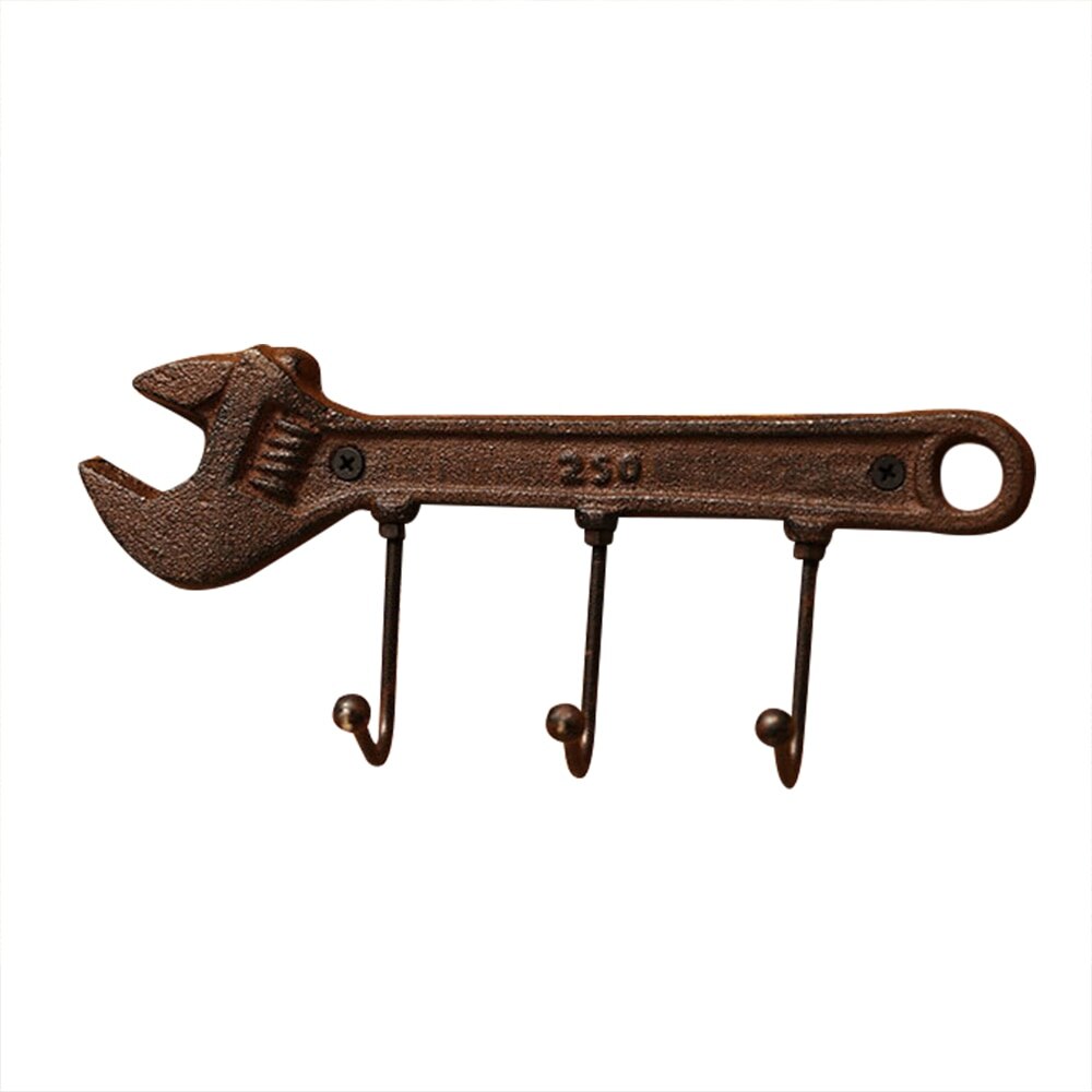 Retro Cast Iron Wall Hooks Decorative Metal Hanger Hammer Spanner Style Wall Mounted Coat Key Holder Towel Rack for Home Bedroom: B