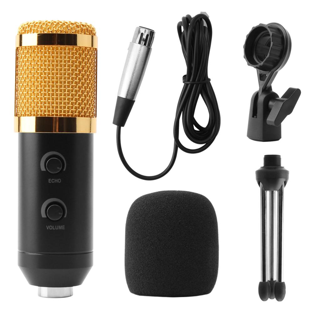BM900 Condenser Microphone USB Wired Recording Microphone for Computer Karaoke KTV With Stand Holder: Golden-1