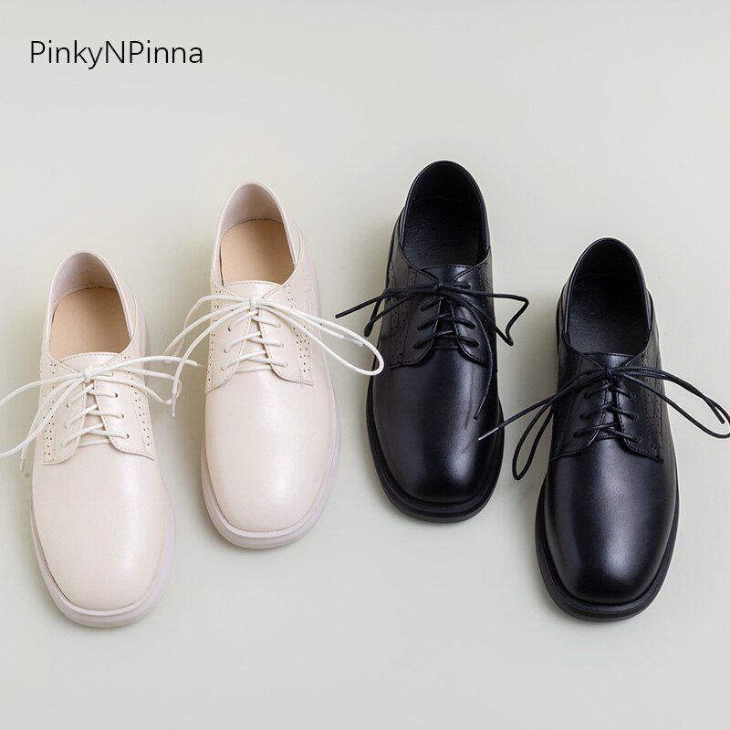 Preppy Stijl Vrouwen Oxford Schoenen Jaar Lente Laced Up Casual Schoenen Street School Plus Size Jonge Dames Kantoor commuter