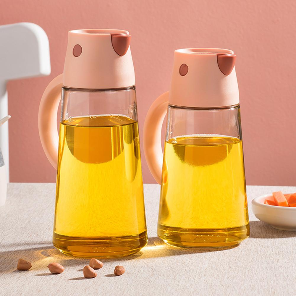 550/650ml genomskinliga glasflaskor för oljeförvaring med våg och handtag oljetankkruka läckagefri sojasåsvinägerförseglad burk