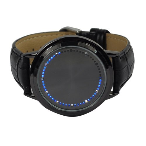 Reloj de pulsera Binario LED con pantalla táctil para hombre y mujer, pulsera Digital electrónica con luz azul, moderna, Unisex