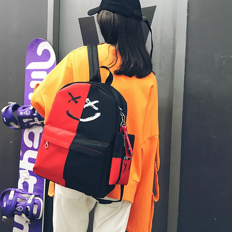 nouvelle impression décontracté toile sac à dos de unisexe Harajuku filles voyage école épaule noir rouge sac