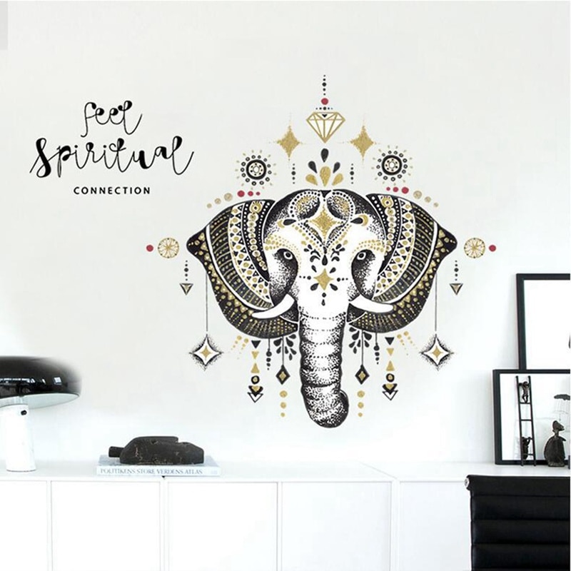 Mandala Elephant Wall Decals Bedroom Indian Yoga Vinyl Decal Sticker Decor