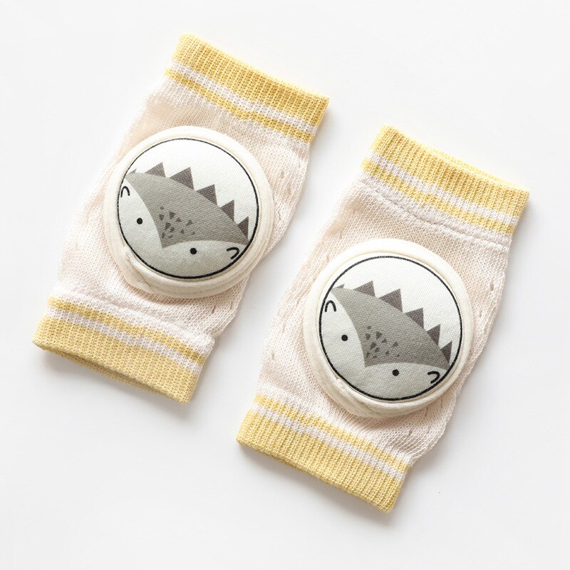 0-3Years Baby Knee Pads Infant Non Slip Crawling Elbow Cartoon Animal Mesh Breathable Kneepads Protector Toddler Safety Cushion: Yellow fox