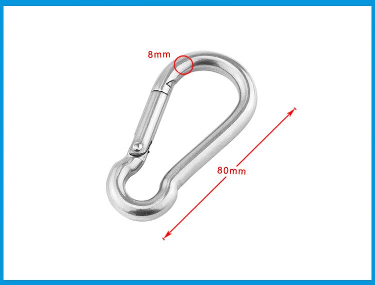 5mm 6mm 8mm multifunktionell 304 fjäderkarbinhake i rostfritt stål snabblänksring krok snäppbygel kedja fästkrok