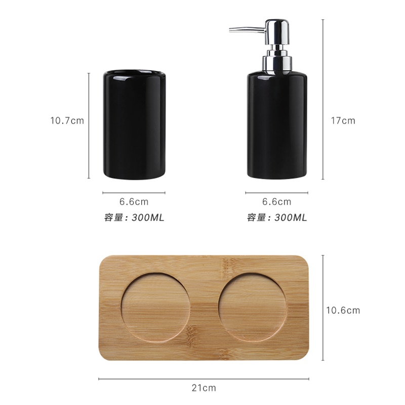 Simple black white soap dispenser lotion tank home hotel ceramic press shower gel hand soap bottle Soap dispenser Set mx4121545