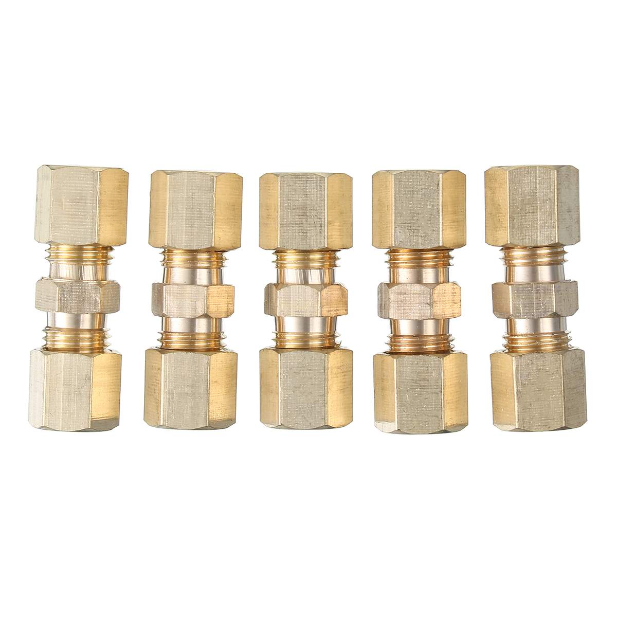 5PCS Brass Straight Reducer Compression Fitting Connector 3/16" OD Tube Hydraulic Brake Lines Union 33 x 10mm