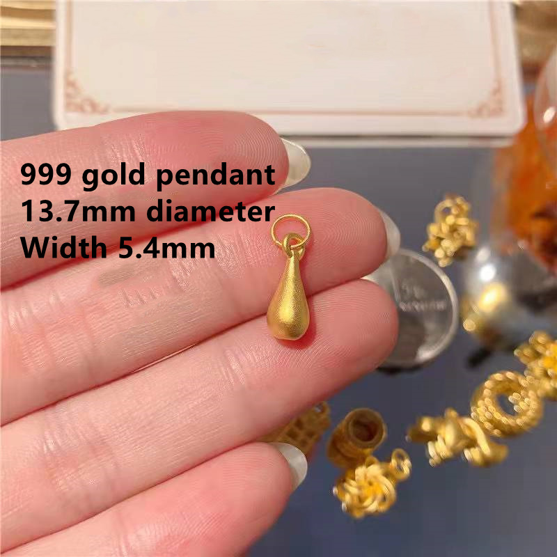 #39 #39 halsband äkta 999 guld hänge 24k blommor stjärnor dam hängen utsökt fabrik: Vattendroppar 0.29g