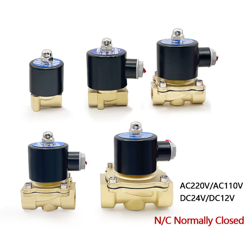 Électrovanne normalement fermée, vanne d'eau 12v, vanne d'air AC220V DN8/10/15/20/25/50, vanne électrique 1/4 "3/8" 1/2 "3/4", vanne de contrôle