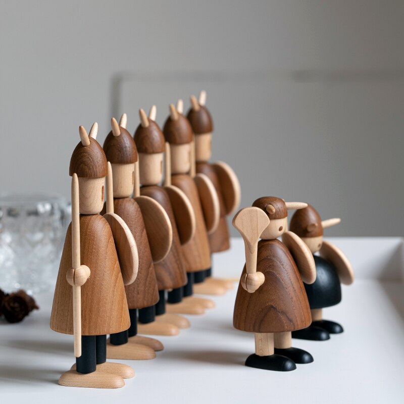 Wikinger soldat Holz Dekorative figuren Spielzeug Hause dekoration zubehör für wohnzimmer/nordisch Dekor auf sterben Regal/Innen