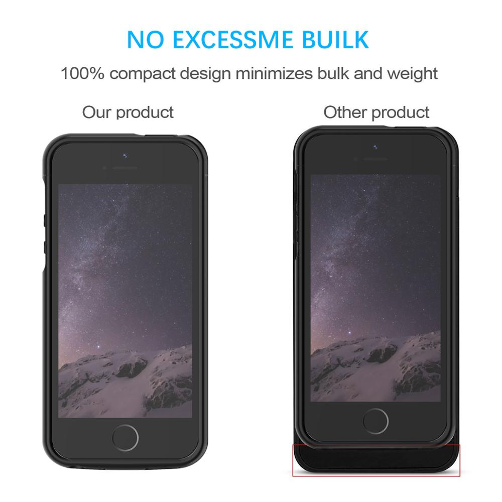 Coque de chargeur de batterie mah, étui de charge pour Iphone Se 5se 5 5s 4000mah, 6 6s 7 8