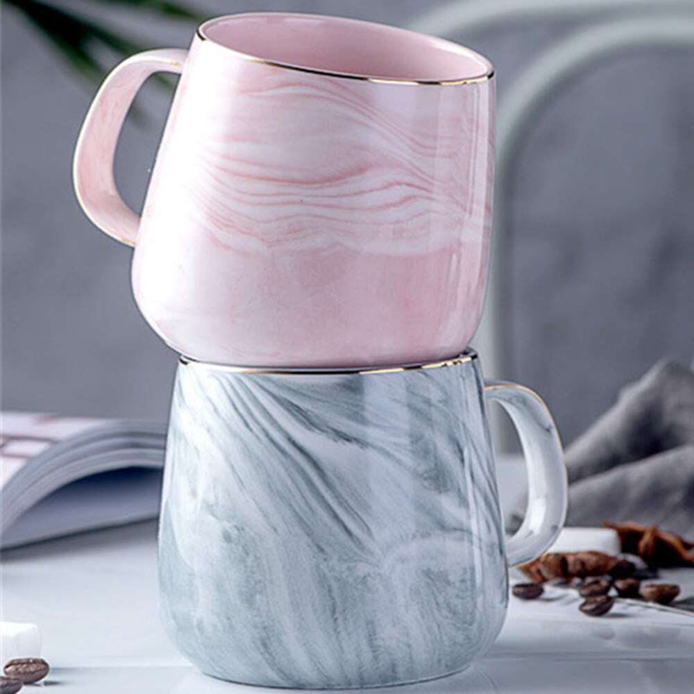 Europa mælk kaffe krus marmor guld indlagt krus morgenmad krus kontor hjem drinkware te kop 400ml til elskers