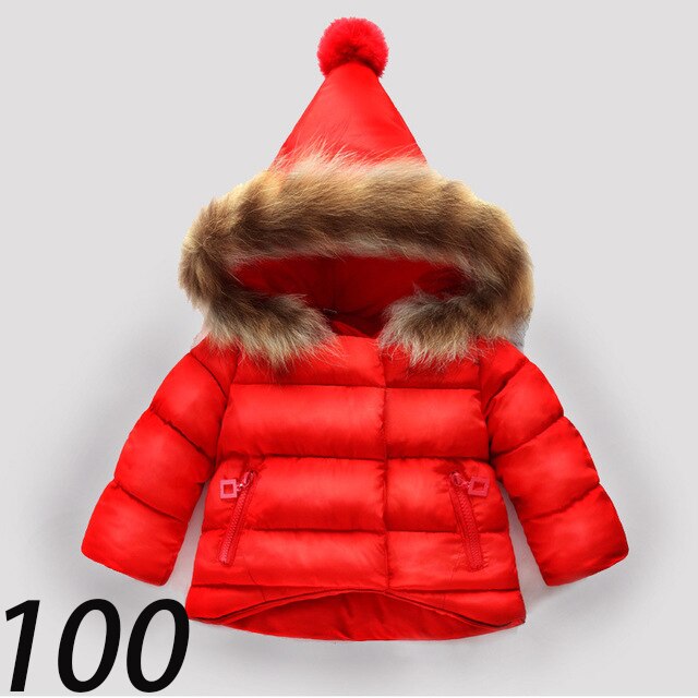 Medoboo Winter Baby Girls Clothes for Boys Thick Warm Faux Fur Baby Hooded Jacket Coat Tops Outerwear Snowsuit Suit Overalls: ME0191-red100