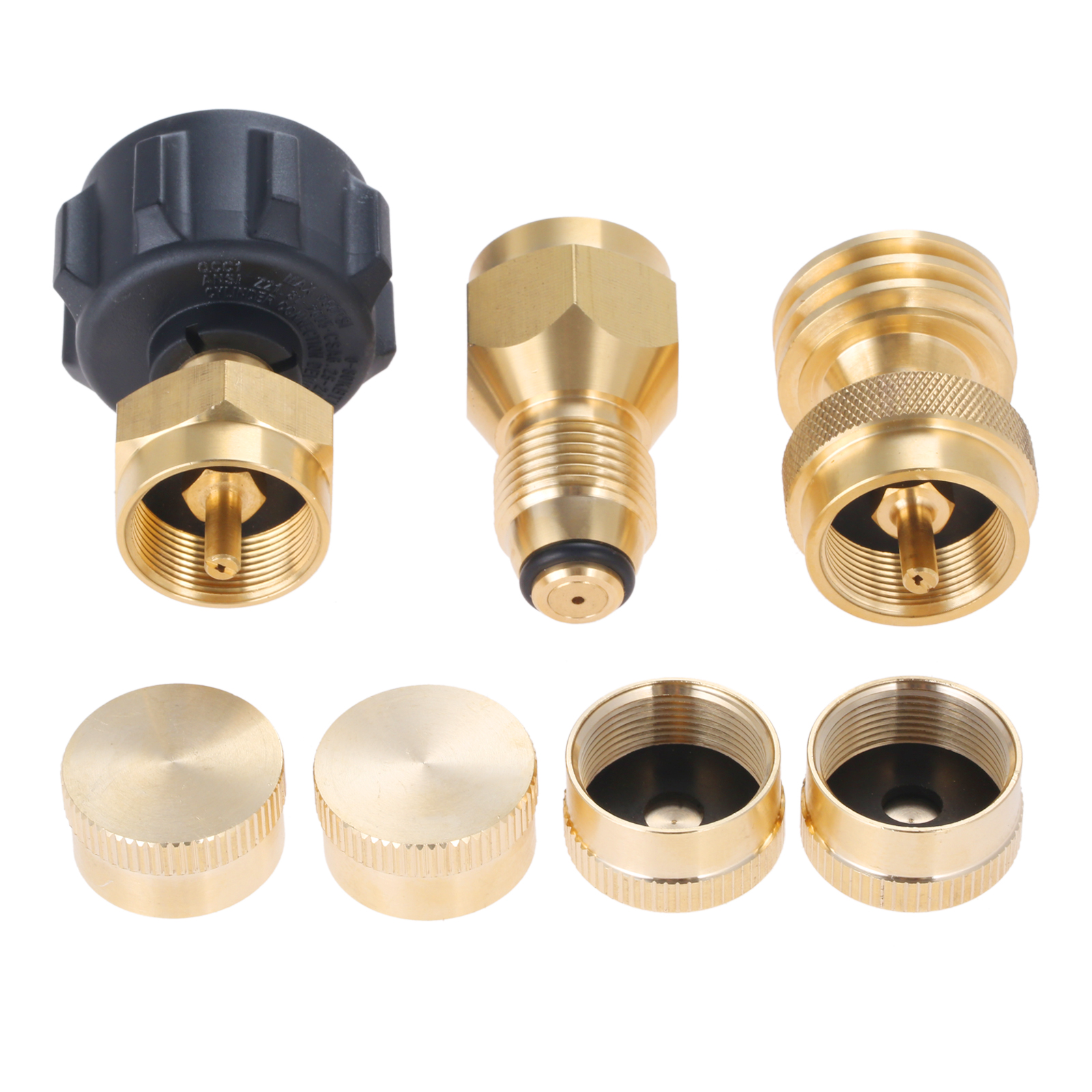 7Pcs/set Propane Refill Adapter &amp; Steak Saver Gas Grill Adapter for LP Gas Cylinder Canister Filler Coupler w/ Propane Tank Cap