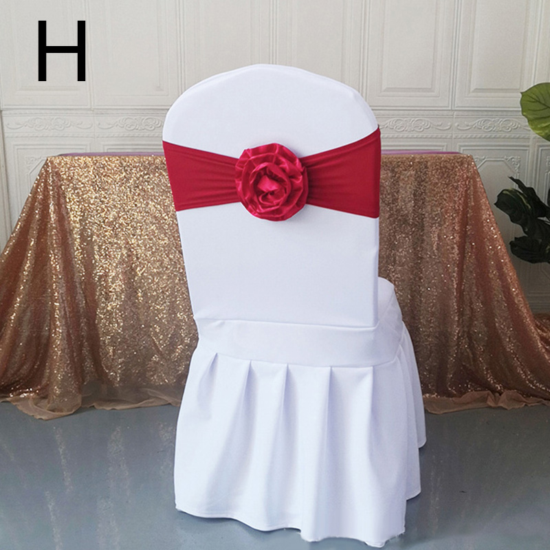 Elastische Polyester Stoel Band Bow Sash Stretch Stoel Sjerp Band Met Grote Bloem Voor Banket Hotel Bruiloft Verjaardag Party Decoratio: H