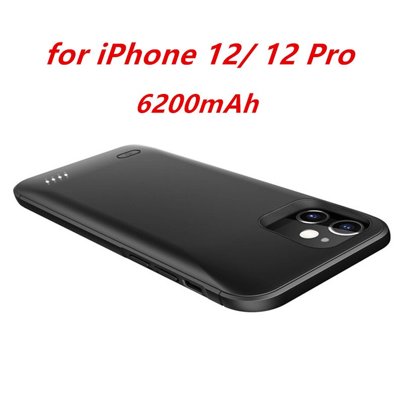 Portable Battery Charger Case for iPhone 12 pro Max 12 mini 12 Power Bank Case External Battery Cover for iPhone 12 12 pro Max: 6200 For 12 12pro