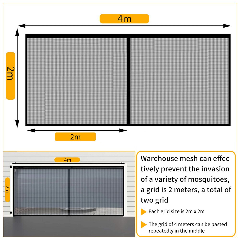 2x4m Large Size Garage Door Screens Curtain Anti Mosquito Insect Fly Bug Curtains Net Used in Pavilions Balconies Outdoor Tent