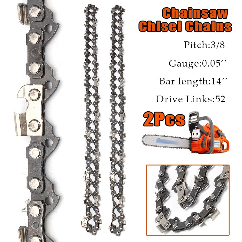 2Pcs14 Inch 52 Link Chainsaw Saw Chain Drive Link Pitch 3/8LP 050 Suitable Garden Gauge Chainsaw Blade