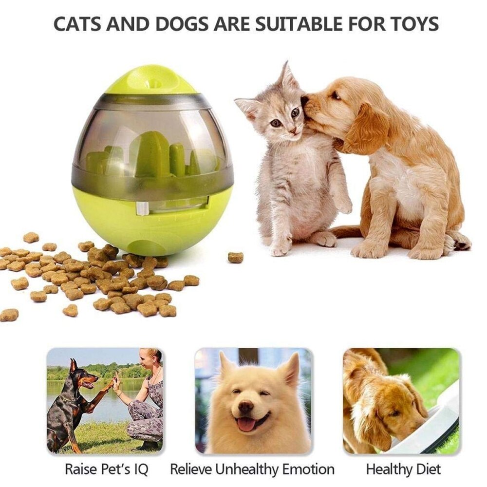 Fun Interactive Treat-dispensing Ball Nontoxic Bite-resistant IQ Treat Ball for Dogs and Cats - Green
