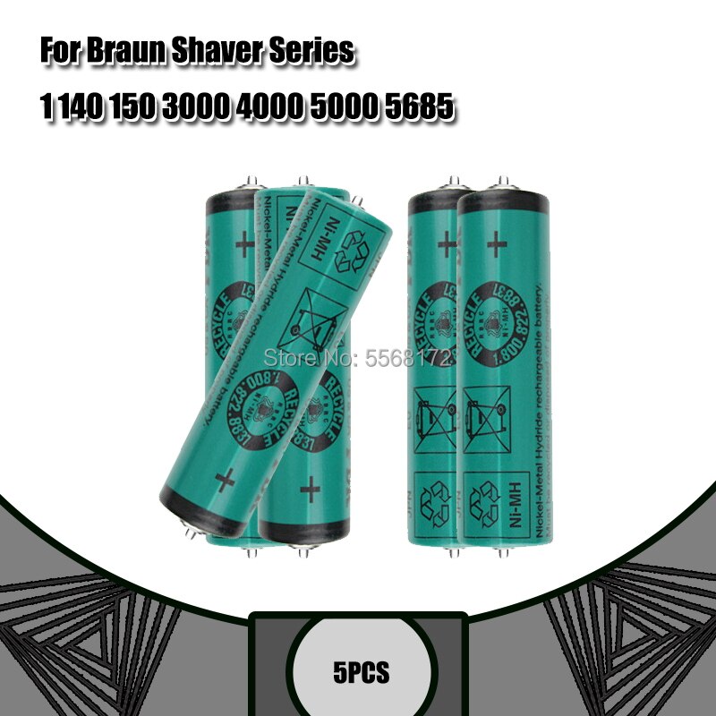 Braun rakapparat batteri 150s-1 320s-4 380s-4 390cc-4 350cc-4 330 1.2v ni-mh uppladdningsbart batteri för fdk: 5 st