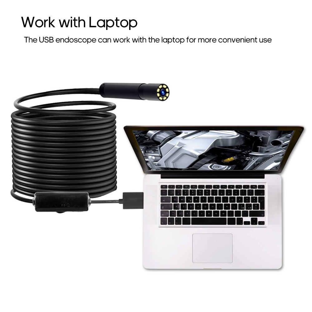10M Industriële Endoscoop Borescope Inspectie Camera Ingebouwde 8Pcs Leds 8Mm Lens IP67 Waterdichte Usb Endoscoop zacht/Hard Draad