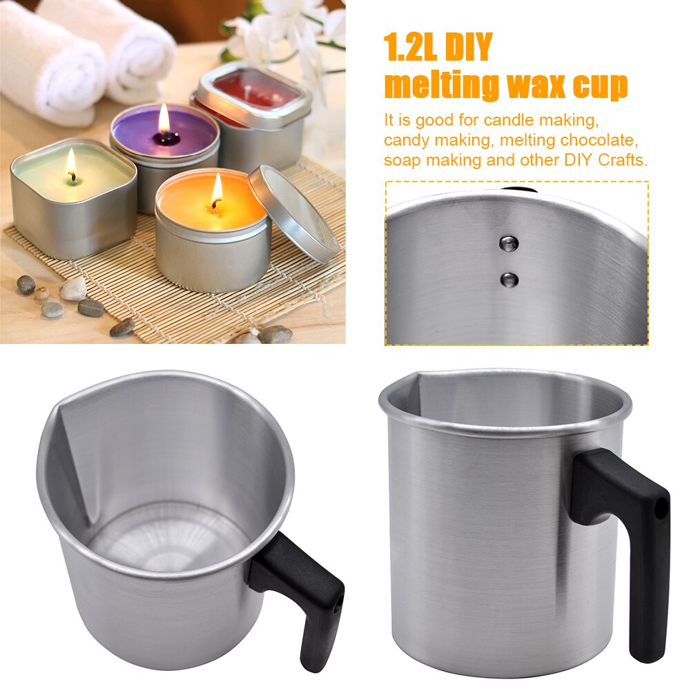 1.2L Met Handvat Wax Smelten Pot Gieten Pitcher Kaars Maken Makkelijk Schoon Jug Diy Zeep Ambachten Aluminium Keuken Chocolade Verwarming